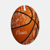 Doodle Blume Federn Paisball boho Basketball Ornament Aus Metall (Vorderseite links)