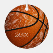 Doodle Blume Federn Paisball boho Basketball Ornament Aus Metall (Rückseite)