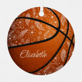Doodle Blume Federn Paisball boho Basketball Ornament Aus Metall (Vorderseite)