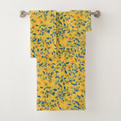 Doodle-Blume in blau und gelb Badhandtuch Set (Insitu)