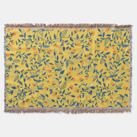 Doodle-Blume in blau und gelb Decke (Vorderseite)