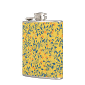 Doodle-Blume in blau und gelb Flachmann (Links)