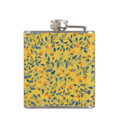 Doodle-Blume in blau und gelb Flachmann (Rückseite)