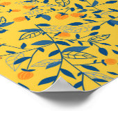 Doodle-Blume in blau und gelb Poster (Ecke)