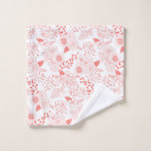 Doodle-Blume in lebenden Korallen Badhandtuch Set (Waschlappen)