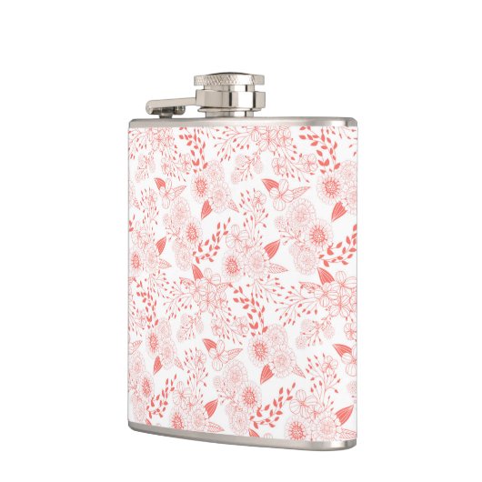 Doodle-Blume in lebenden Korallen Flachmann (Links)