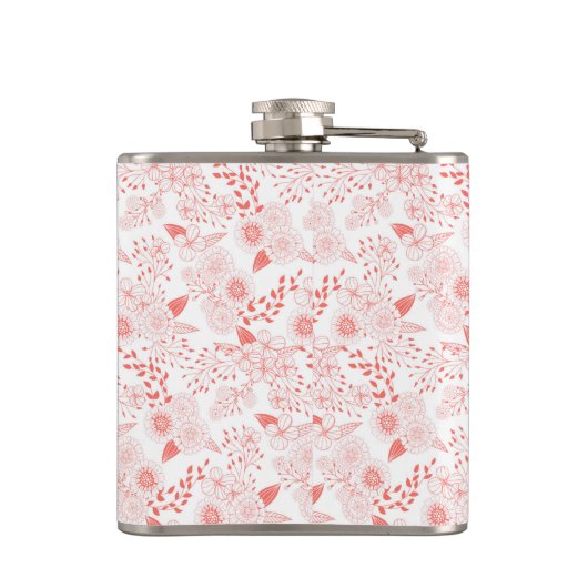 Doodle-Blume in lebenden Korallen Flachmann (Rückseite)