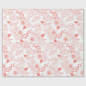 Doodle-Blume in lebenden Korallen Geschenkpapier (Flach)