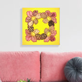 Doodle-Blume in Peach, Orange und Gold Leinwanddruck (Insitu (Wohnzimmer))