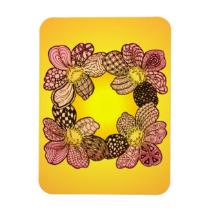 Doodle-Blume in Peach, Orange und Gold Magnet