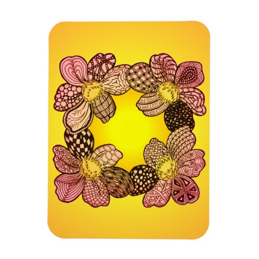 Doodle-Blume in Peach, Orange und Gold Magnet (Vertikal)