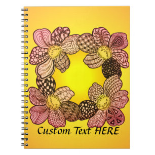 Doodle-Blume in Peach, Orange und Gold Notizblock