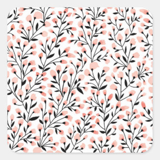Doodle-Blume: Korallenblume Nahtlos. Quadratischer Aufkleber