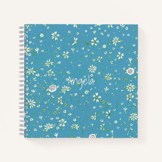 Doodle Blume L/Blue Notebook individuell anpassbar Notizblock (Vorderseite)