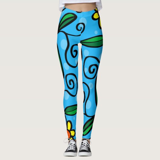 doodle Blume Leggings (Vorderseite)