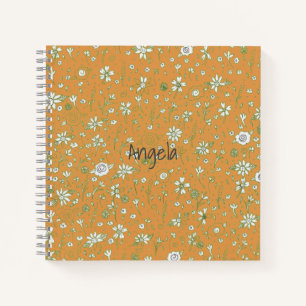 Doodle Blume Orange Notebook individuell anpassbar Notizblock