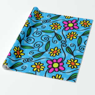 Doodle-Blume-Packpapier Geschenkpapier