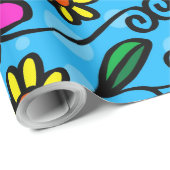 Doodle-Blume-Packpapier Geschenkpapier (Rolleneckpunkt)