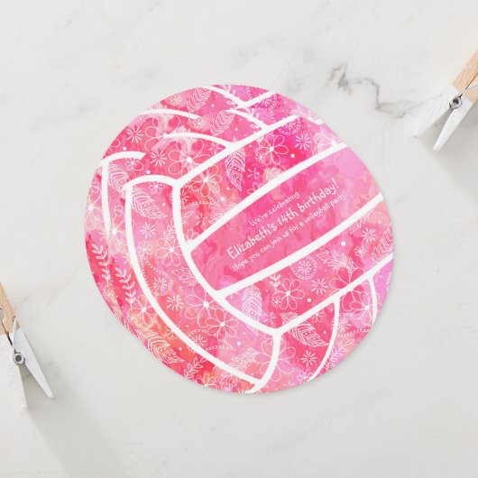 Doodle-Blume paisfarbenes Volleyball-Party Einladung (Vorderseite/Rückseite Beispiel)