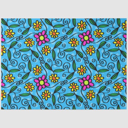 Doodle-Blume-Papiertaschentuch Seidenpapier (Vorderseite)