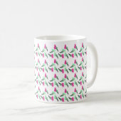Doodle-Blume rosa grünes Muster Kaffeetasse (VorderseiteRechts)