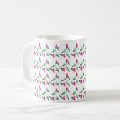 Doodle-Blume rosa grünes Muster Kaffeetasse (Vorderseite Links)