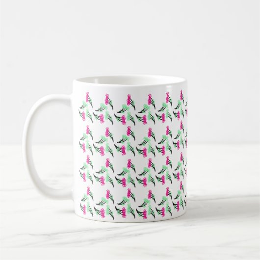 Doodle-Blume rosa grünes Muster Kaffeetasse (Links)