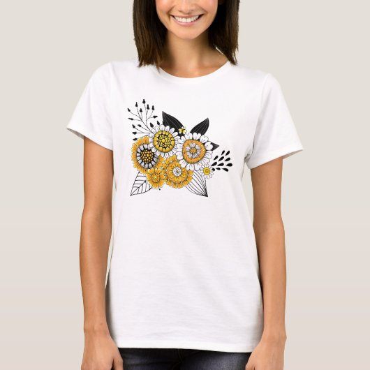Doodle-Blume T-Shirt (Vorderseite)