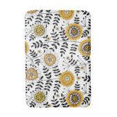 Doodle-Blume und -Blätter in Gelb und Schwarz Badematte (Vorderseite Vertikal)