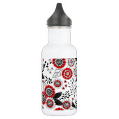 Doodle-Blume und -Blätter in Rot und Schwarz Edelstahlflasche (Links)
