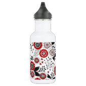 Doodle-Blume und -Blätter in Rot und Schwarz Edelstahlflasche (Rechts)