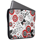 Doodle-Blume und -Blätter in Rot und Schwarz Laptopschutzhülle (Vorne Rechts)