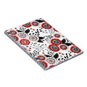 Doodle-Blume und -Blätter in Rot und Schwarz Notizblock (Rechte Seite)