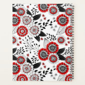 Doodle-Blume und -Blätter in Rot und Schwarz Planer (Rückseite)