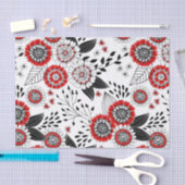 Doodle-Blume und -Blätter in Rot und Schwarz Seidenpapier (Handwerk)