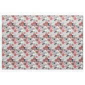Doodle-Blume und -Blätter in Rot und Schwarz Stoff (Fat Quarter (45,7 x 55,9 cm))