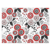 Doodle-Blume und -Blätter in Rot und Schwarz Tischdecke (Vorderseite (Horizontal))
