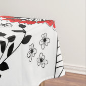 Doodle-Blume und -Blätter in Rot und Schwarz Tischdecke (Beispiel)