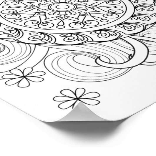 Doodle-Blume und Mandalas 2 Poster (Ecke)