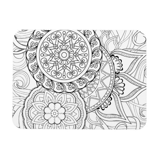 Doodle-Blume und Mandalase Magnet (Horizontal)