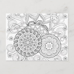 Doodle-Blume und Mandalase Postkarte