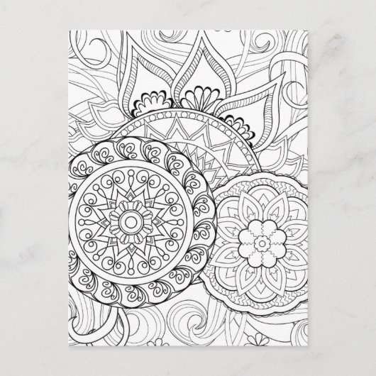 Doodle-Blume und Mandalase Postkarte (Vorderseite)