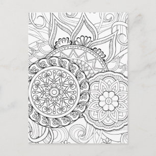 Doodle-Blume und Mandalase Postkarte