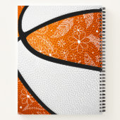Doodle-Blumen-Boho-Orange-Weiß-Basketball Notizblock (Rückseite)