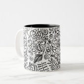 doodle blumen zweifarbige tasse (Vorderseite Links)