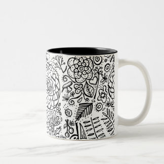 doodle blumen zweifarbige tasse