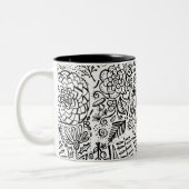 doodle blumen zweifarbige tasse (Links)