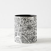 doodle blumen zweifarbige tasse (Mittel)