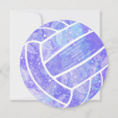 Doodle Blumenmuster lila Volleyball Einladung (Rückseite)