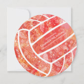 Doodle Blumenmuster Rotes Orangenvolleyball Party Einladung (Vorderseite)